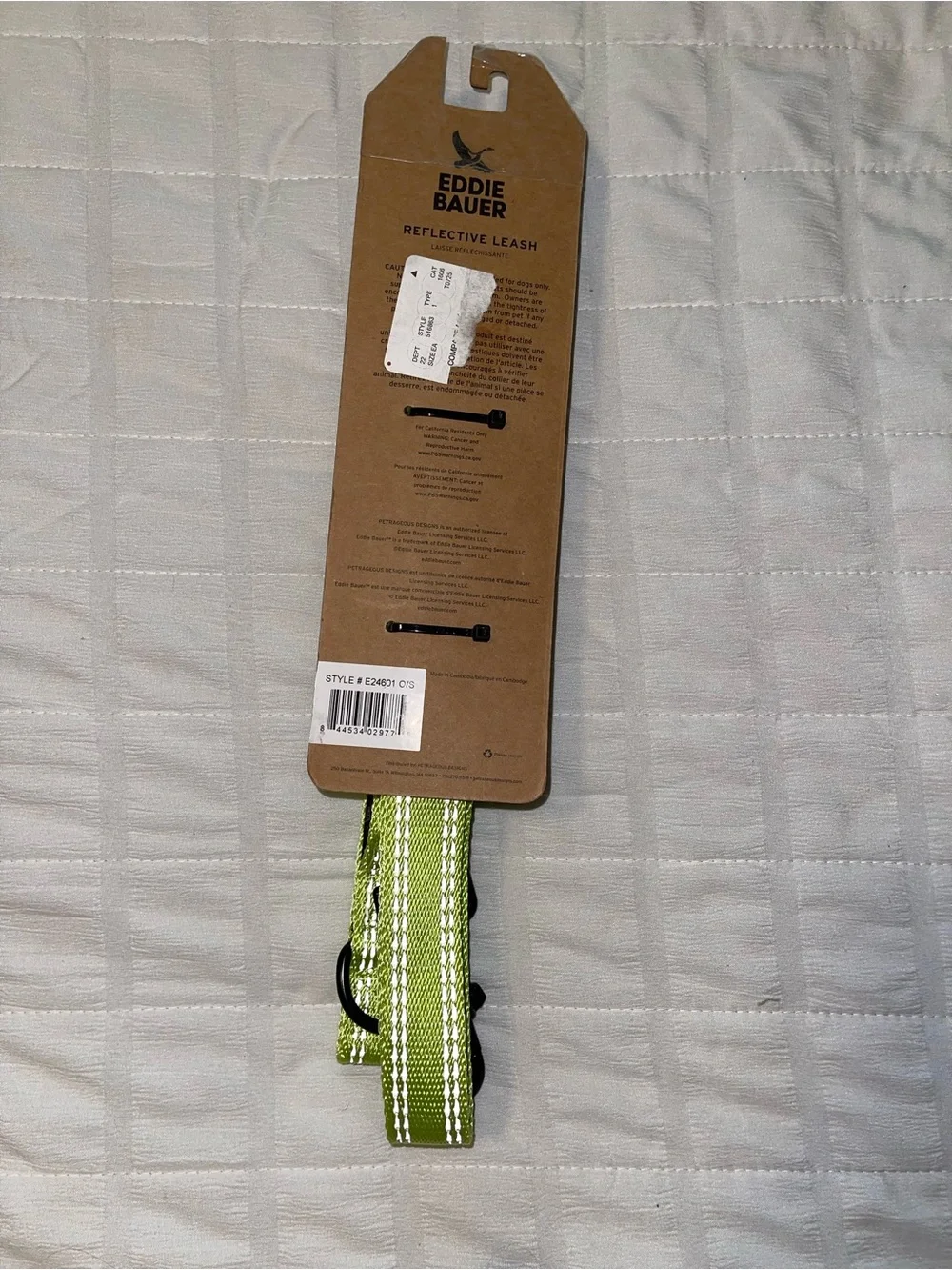 Eddie Bauer Reflective Lime Green Dog Leash with Black Hardware